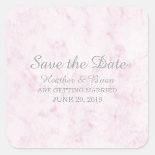 Rosa Rosa Eleganter Marmor Save the Date Quadratischer Aufkleber