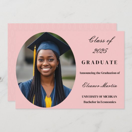 Rosa Rosa Elegantes Foto Einladung (Vorne/Hinten)