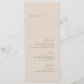 Rosa Rosa Elegantes Minimalistisches Hochzeitsmenü Menükarte (Vorderseite)
