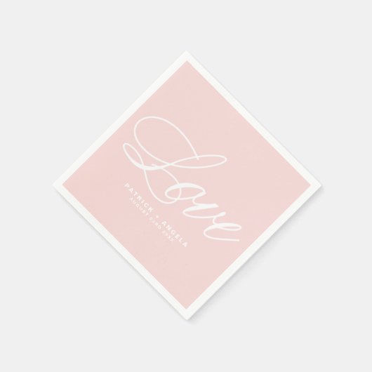 Rosa Rosa Elegantes Skript | Liebe Hochzeit Serviette (Ecke)