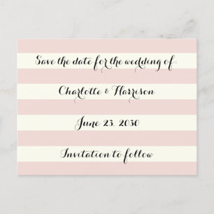 Rosa Rosa Elfenbeinstreifen Save the Date Feiertagspostkarte