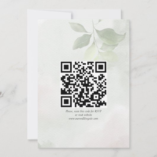 Rosa Rosa Eukalyptus Aquarellblume Einladung (Rückseite)