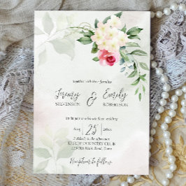 Rosa Rosa Eukalyptus Aquarellblume Einladung