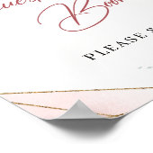 Rosa Rosa Eukalyptus Gold Gast Book Sign Poster (Ecke)