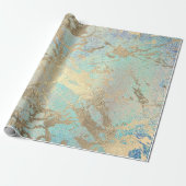 Rosa Rosa Farbe Aqua Blue Gold Marmor Shiny Geschenkpapier (Ungerollt)