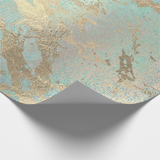 Rosa Rosa Farbe Aqua Blue Gold Marmor Shiny Geschenkpapier (Ecke)