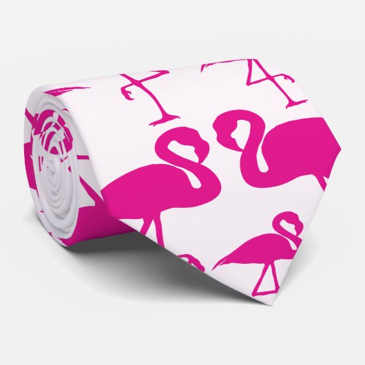Rosa rosa Flamingos Krawatte (Gerollt)