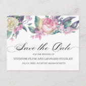 Rosa Rosa Flora Save the Date Postkarte (Vorderseite)