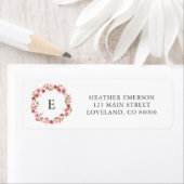 Rosa Rosa-Floral-Monogramm-Hochzeitssache Rücksend (Insitu)