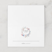 Rosa Rosa-Floral-Monogramm Platzkarte (Außenseite Aufgefaltet)