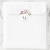 Rosa Rosa-Floral-Monogramm Runder Aufkleber (Tasche)