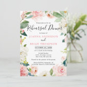 Rosa Rosa Florals Botanische Probe Abendessen Einladung (Stehend Vorderseite)