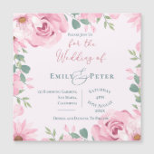 Rosa Rosa Florals Elegante Einladung zur Hochzeit (Vorderseite)