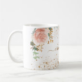 Rosa Rosa-Foren Eukalyptus-Goldnamen Glitzern Kaffeetasse (Links)
