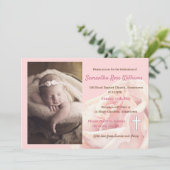 Rosa Rosa Foto Dedication Einladung (Stehend Vorderseite)