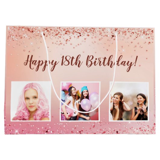 Rosa Rosa-Foto Große Geschenktüte (Rückseite)