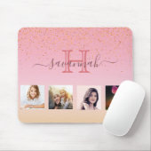 Rosa Rosa Foto Monogramm Mousepad (Mit Mouse)