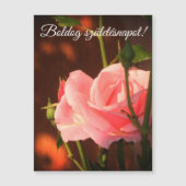 Rosa Rosa Foto - Ungarischer Geburtstag Magnetkarte (Vorderseite)