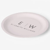 Rosa Rosa Girly Elegante Moderne Minimalistische Pappteller (Schrägansicht)