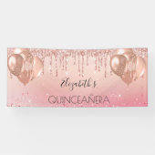 Rosa Rosa-Glitzer-Ballons aus Quinceanera Banner (Horizontal)