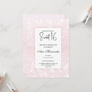 Rosa Rosa Glitzer elegant schick Sweet 16 Einladung