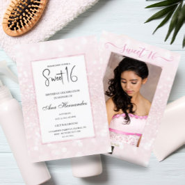 Rosa Rosa Glitzer elegant schick Sweet 16 Einladung