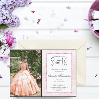 Rosa Rosa Glitzer elegant schick Sweet 16 Einladung