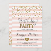 Rosa Rosa Glitzer Elegante Geburtstagsparty Einladung (Vorne/Hinten)