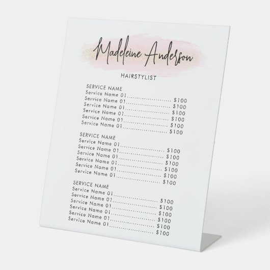 Rosa Rosa Glitzer Friseursalon Sockelschild (Vorderseite)