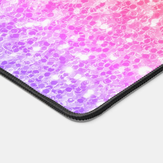 Rosa Rosa Glitzer Glitzern Schreibtischunterlage (Ecke)