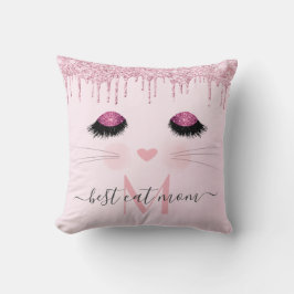 Rosa Rosa Glitzer Katzenmutter  Kissen