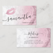 Rosa Rosa Glitzer Lippen Marmor Make-up Künstler Visitenkarte (Vorne/Hinten)