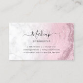 Rosa Rosa Glitzer Lippen Marmor Make-up Künstler Visitenkarte (Rückseite)