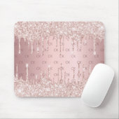 Rosa Rosa-Glitzer-Monogramm-Initialen Mousepad (Mit Mouse)