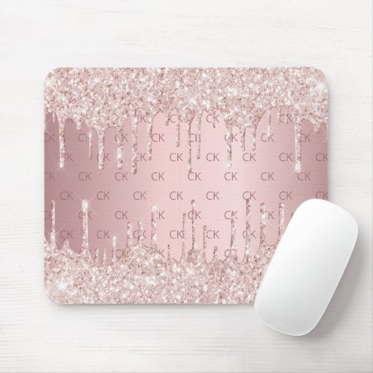 Rosa Rosa-Glitzer-Monogramm-Initialen Mousepad (Mit Mouse)