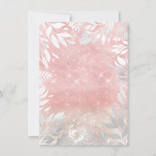 Rosa Rosa Glitzer Ombre Funkelnd Weiß 16. Einladung (Rückseite)