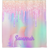 Rosa Rosa Glitzer Regenbogen-Rose, Monogramm Duschvorhang (Vorderseite)