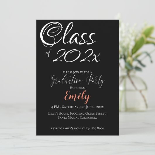 Rosa-Rosa-Glitzer Schwarz/Weiß-Rosa Elegantes Skri Einladung (Stehend Vorderseite)