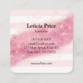 Rosa Rosa Glitzer Streifen Quadratische Visitenkarte (Rückseite)