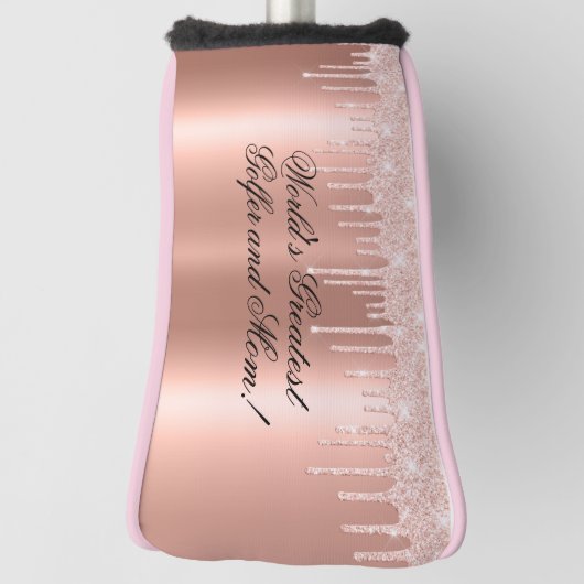 Rosa Rosa - Glitzer Tropfen - Bester Golfer & Mama Golf Headcover (Rotieren 90)