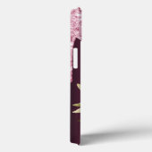 Rosa Rosa Glitzer Tropfen Blumenmuster Bordeaux Na Case-Mate iPhone Hülle (Rückseite / Rechts)