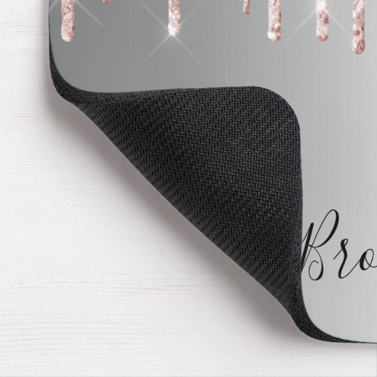Rosa Rosa Glitzer Tropfen funkelndes Monogramm Mousepad (Ecke)