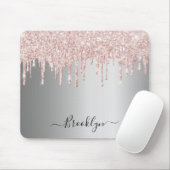 Rosa Rosa Glitzer Tropfen funkelndes Monogramm Mousepad (Mit Mouse)