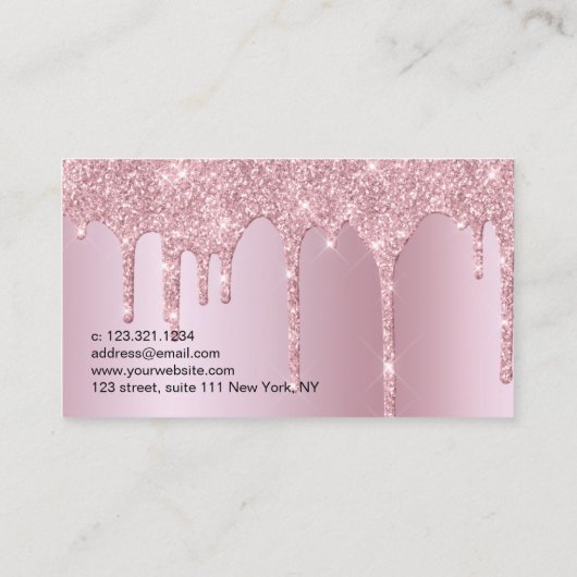 Rosa Rosa Glitzer Tropfen Notar Visitenkarte (Rückseite)