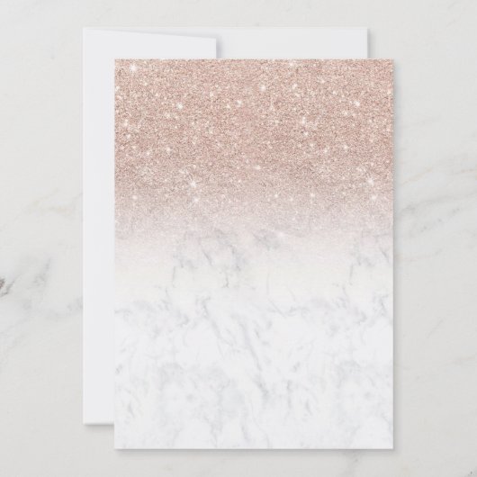 Rosa Rosa Glitzer Weißer Marmor Personalisiert Einladung (Rückseite)