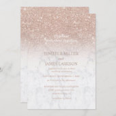 Rosa Rosa Glitzer Weißer Marmor Personalisiert   Einladung (Vorne/Hinten)