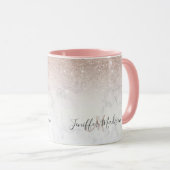 Rosa Rosa Glitzer Weißer Marmor Personalisiert   Tasse (VorderseiteRechts)