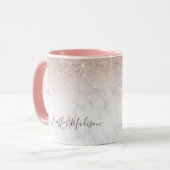 Rosa Rosa Glitzer Weißer Marmor Personalisiert   Tasse (Vorderseite Links)