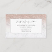 Rosa Rosa Glitzer Weißer Marmor Personalisiert Visitenkarte (Rückseite)