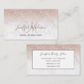 Rosa Rosa Glitzer Weißer Marmor Personalisiert Visitenkarte (Vorne/Hinten)
